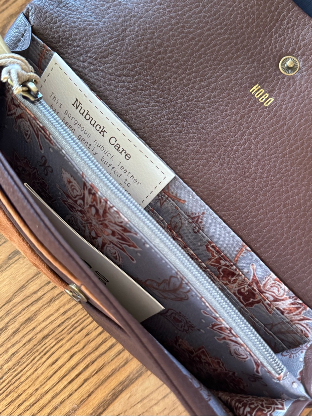 HOBO Two-Tone Brown and Tan Leather Wallet/Wristlet - Picture 4 of 5
